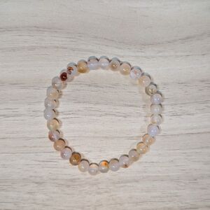Peach Agate Bead Bracelet Stretch Natural Stone Neutral Jewelry